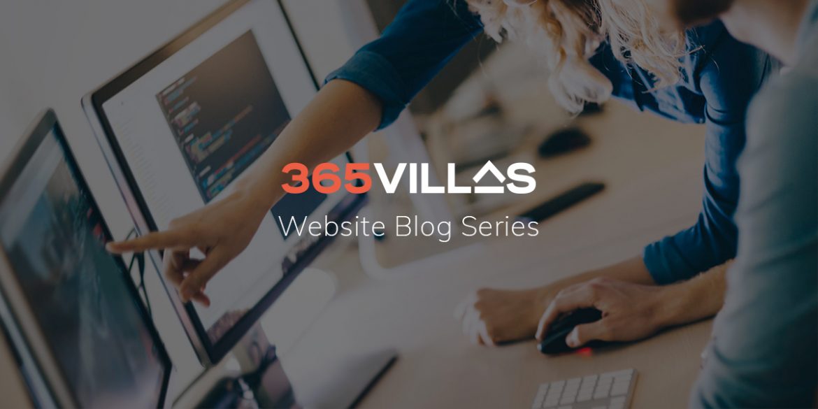 365villas blog series with woman pointing on screen as background