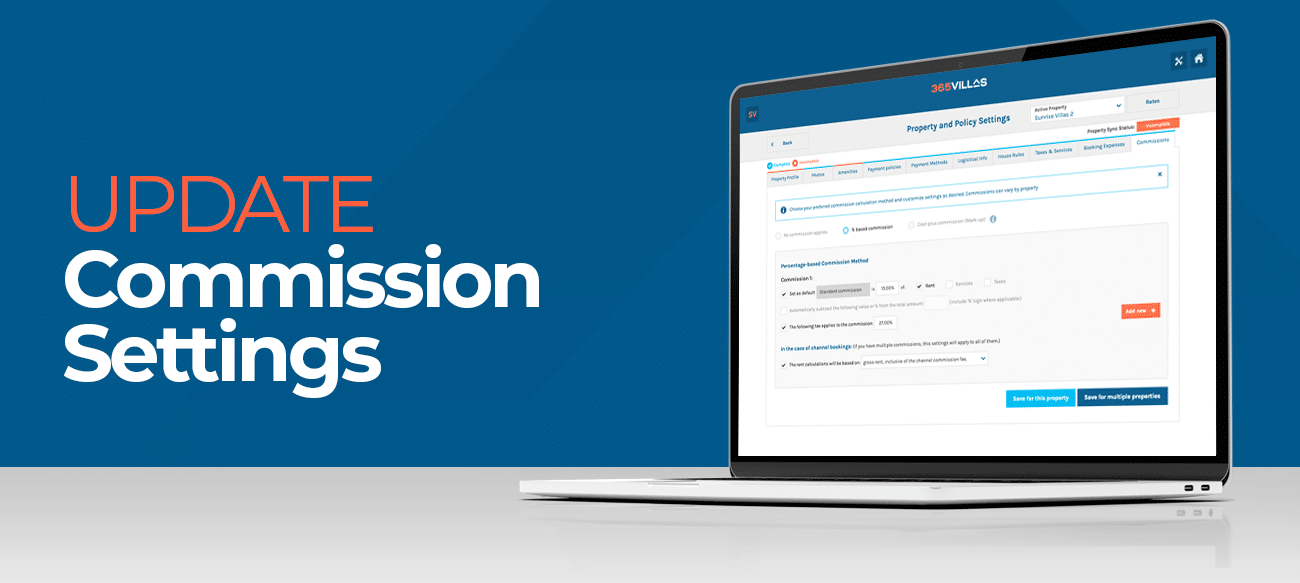 Commission Settings of 365 Villas Software