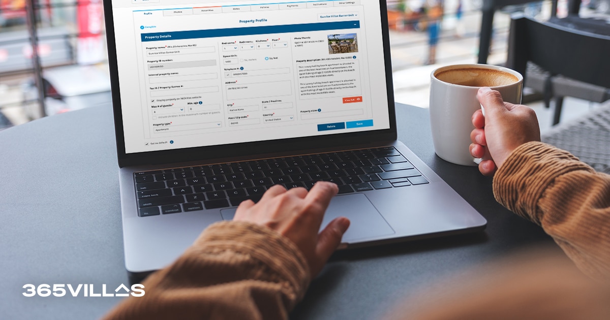 Man using the intuitive 365Villas PMS interface on a laptop for seamless property management